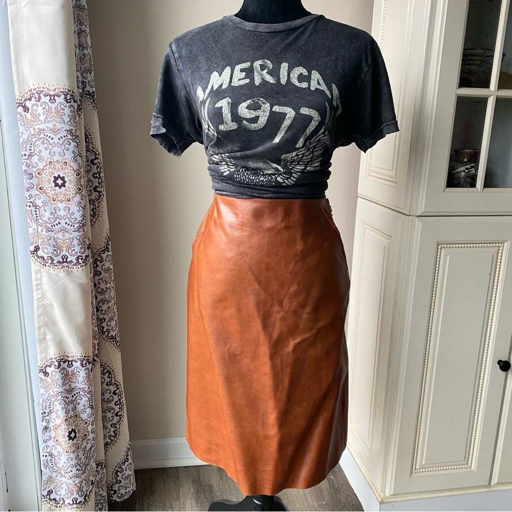 Anne Klein Western Leather Skirt - Picture 2 of 16